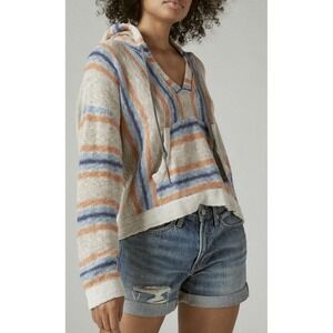 Boho Womens Baja Stripe Beach Hoodie‎ Pullover Sweater Top Boho Hippie Lg